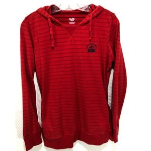 Nike Red Striped Hoodie with Pockets.